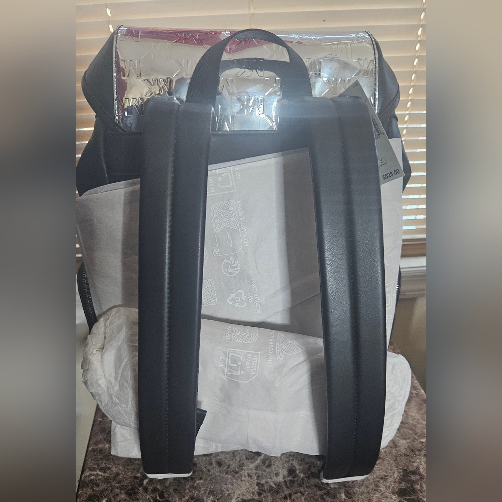 Michael Kors Cooper Medium Metallic Logo Debossed backpack Silver $528 - Picture 7 of 7